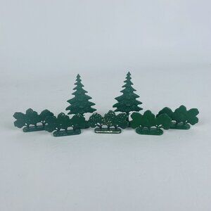 Vintage  7 Pcs LEGO 50-60's Town Plan Flat Painted Trees Oak Bush Pine #842 843